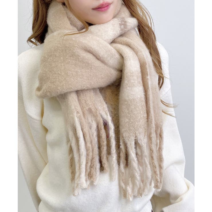 ベージュ | チェックボリュームストール | INGNI 