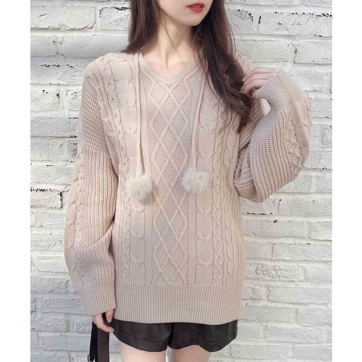 5Gポンポン付ケーブルチュニックニットパーカー | INGNI  | 詳細画像10 