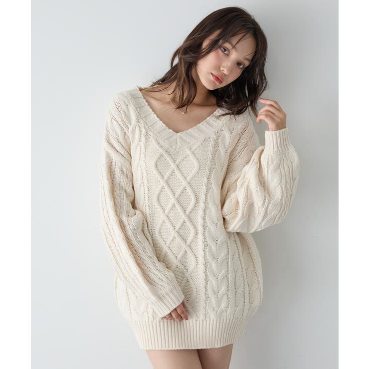 アイボリー | 3G 2WAYケーブルルーズチュニックニット | INGNI 