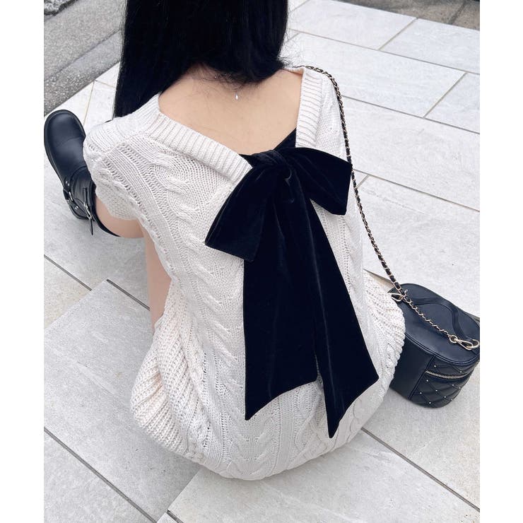 5G Backベロアリボンケーブルチュニックニット | INGNI  | 詳細画像1 