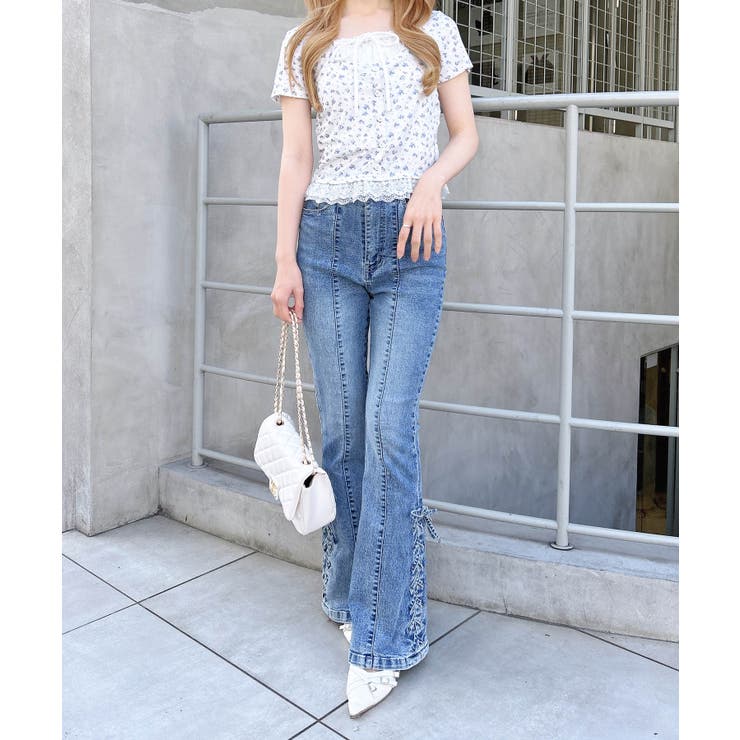 レースレイヤード風リボン付きリブTOPs | INGNI  | 詳細画像27 