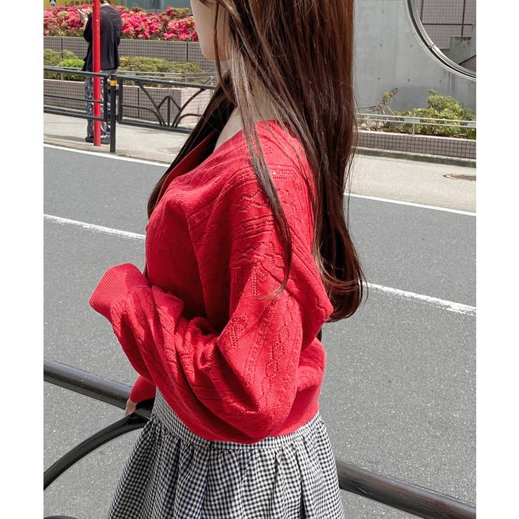 リボン柄パターンメッシュニットカーディガン | INGNI  | 詳細画像12 