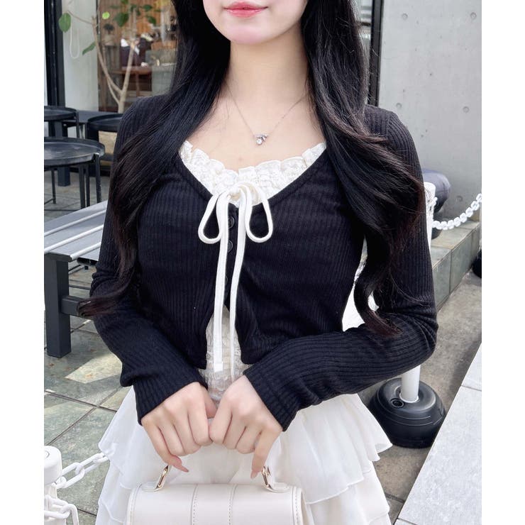 クロ | レースレイヤードカーデTOPs | INGNI 