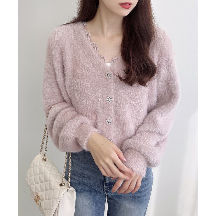 5Gレース付フェザーニットカーディガン | INGNI  | 詳細画像7 