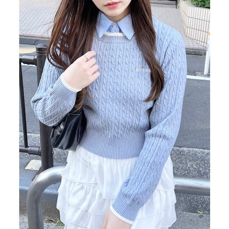 シャツ衿付ケーブルニット | INGNI  | 詳細画像10 