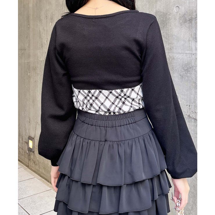 12Gチェック柄デコルテオープンニット | INGNI  | 詳細画像4 