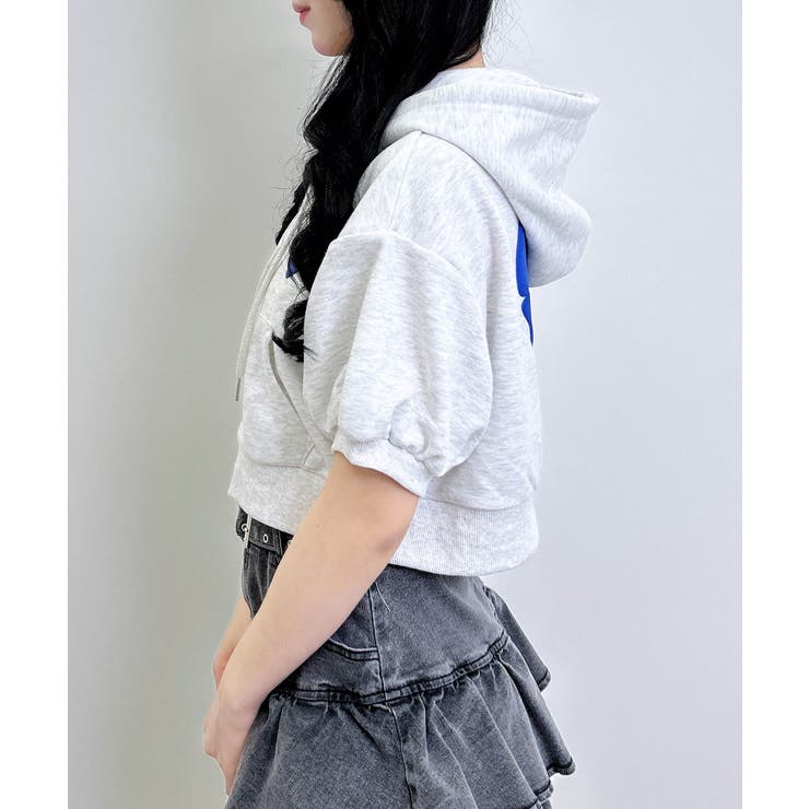 Backハートラメミニ裏毛ショートZIPパーカー | INGNI  | 詳細画像4 