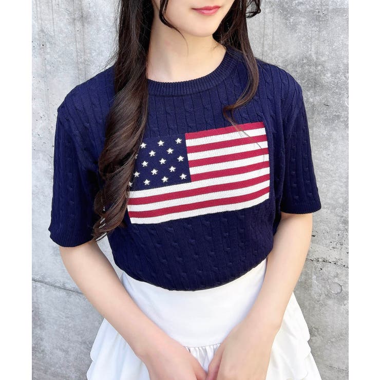 【WEB限定】国旗柄ジャガード半袖ニット | INGNI  | 詳細画像11 