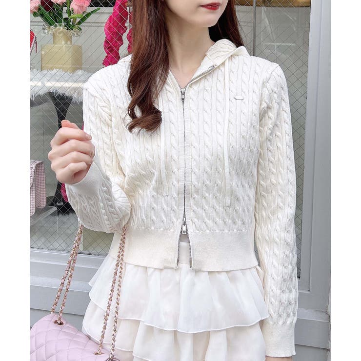 12Gプレート付ケーブルニットパーカー | INGNI  | 詳細画像1 