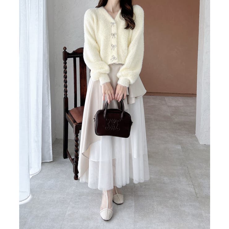 【WEB限定アイテム】Vネックリボン釦フェザーニットカーディガン | INGNI  | 詳細画像21 