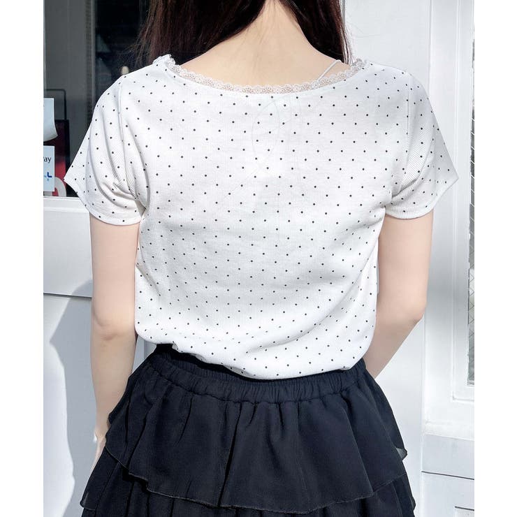 衿レース付フロントギャザーリボンリブTOPs | INGNI  | 詳細画像11 