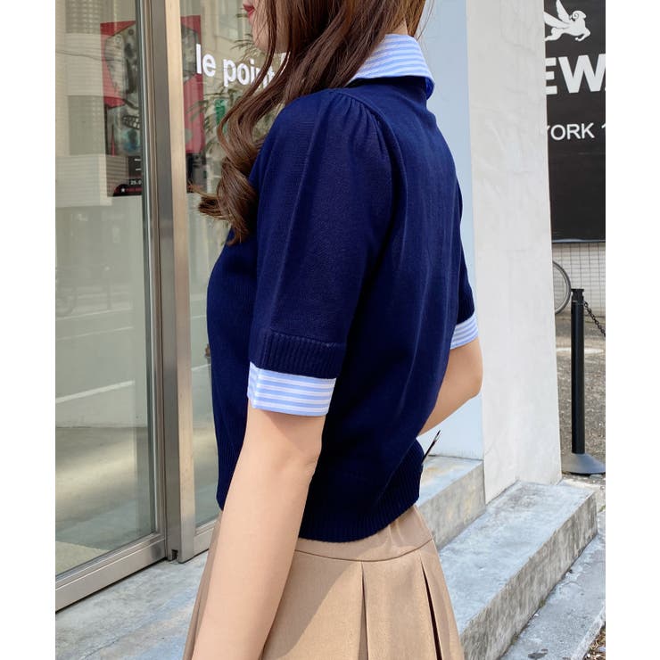 12G Wカラー配色半袖ポロニット | INGNI  | 詳細画像11 