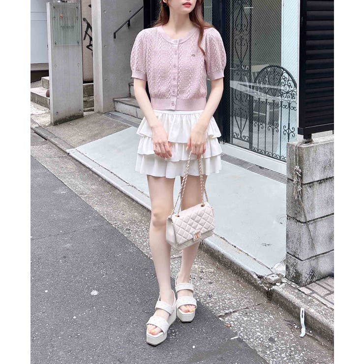 プレート付パターンメッシュ半袖ニットカーディガン | INGNI  | 詳細画像17 