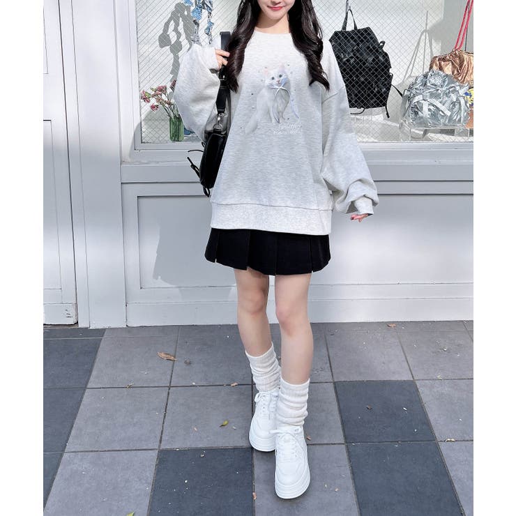 装飾リボン付ねこ裏毛トップス | INGNI  | 詳細画像18 