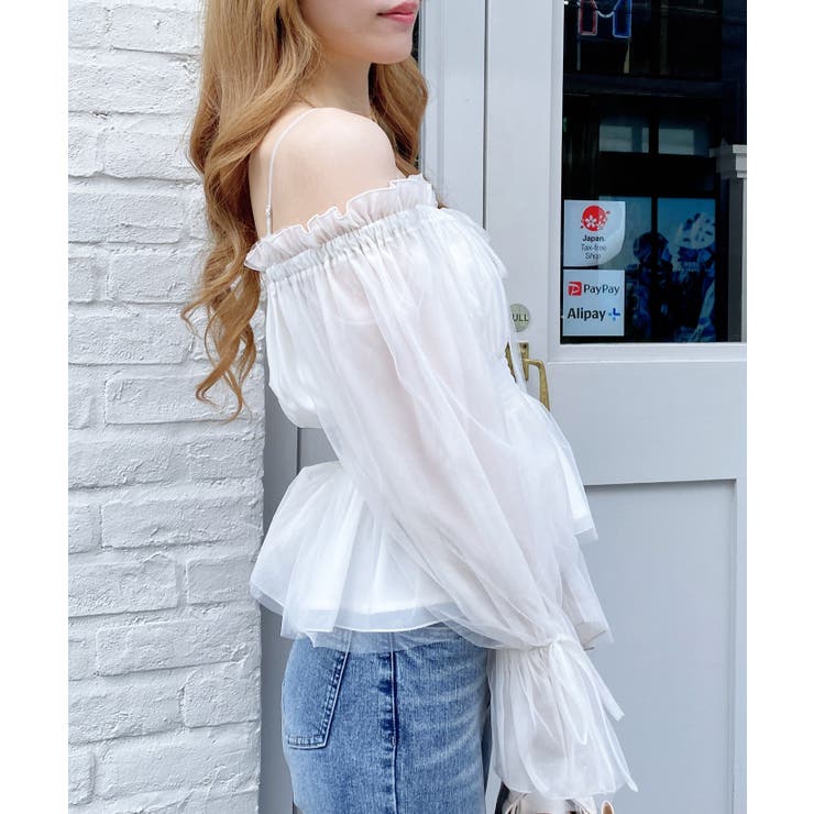 チュールオフショルブラウス | INGNI  | 詳細画像4 