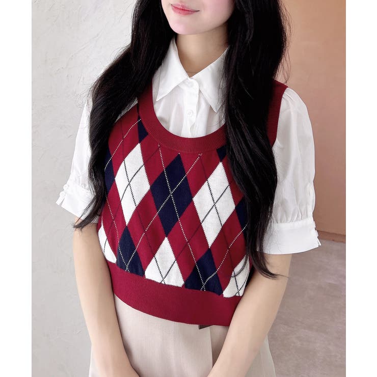 アーガイルニットベスト+シャツセット[品番：INGW0010991]｜INGNI