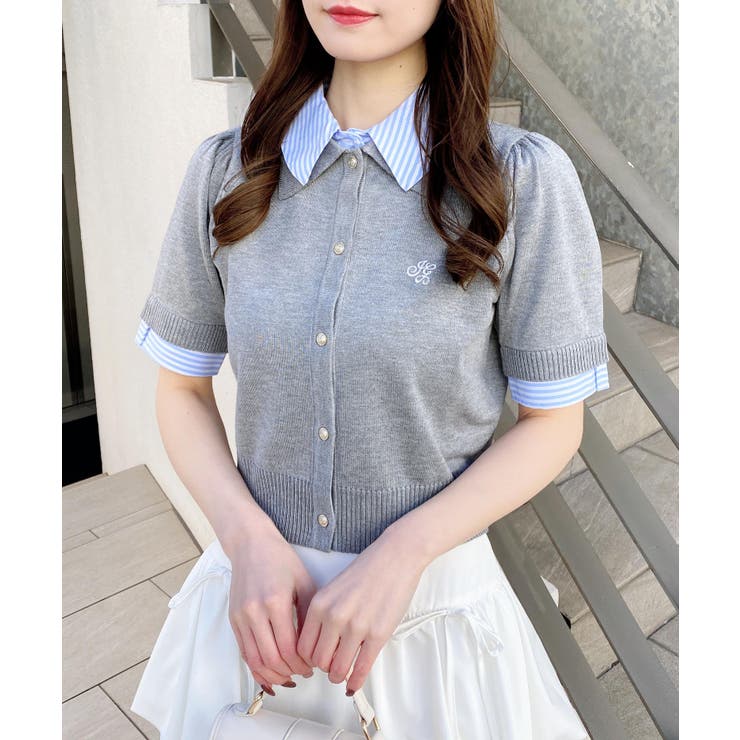 12G Wカラー配色半袖ポロニット | INGNI  | 詳細画像2 