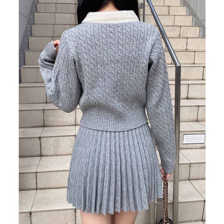 7Gフェザー衿ケーブルニットカーディガン+ニットスカート/セット | INGNI  | 詳細画像16 