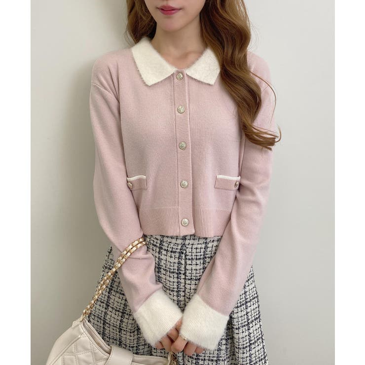 12Gフェザー衿配色ニットカーディガン | INGNI  | 詳細画像14 