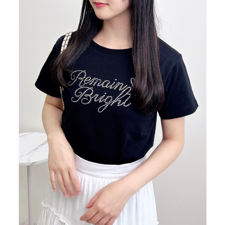 【新品未使用・正規品】GANNI ラインストーンTシャツ GANNIのブラック リラックス ラインストーン Tシャツがセール中