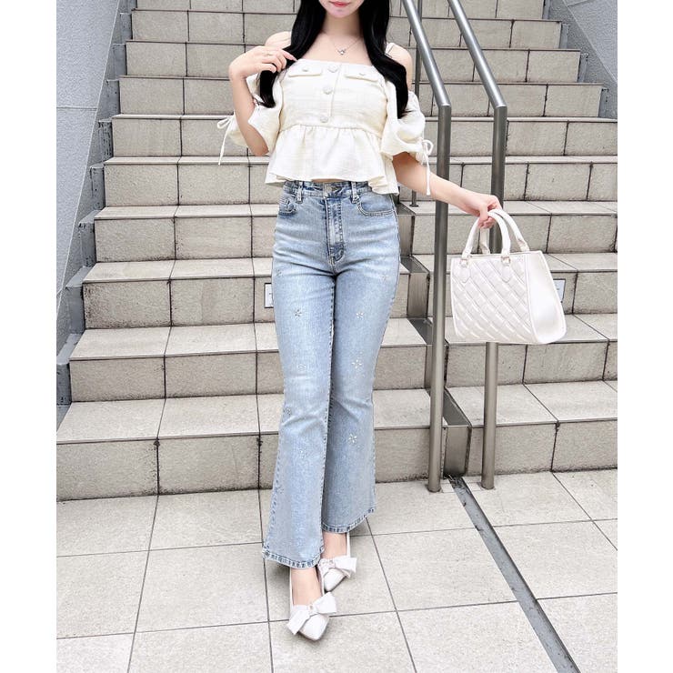 ビジュ付フレアデニムパンツ | INGNI  | 詳細画像6 