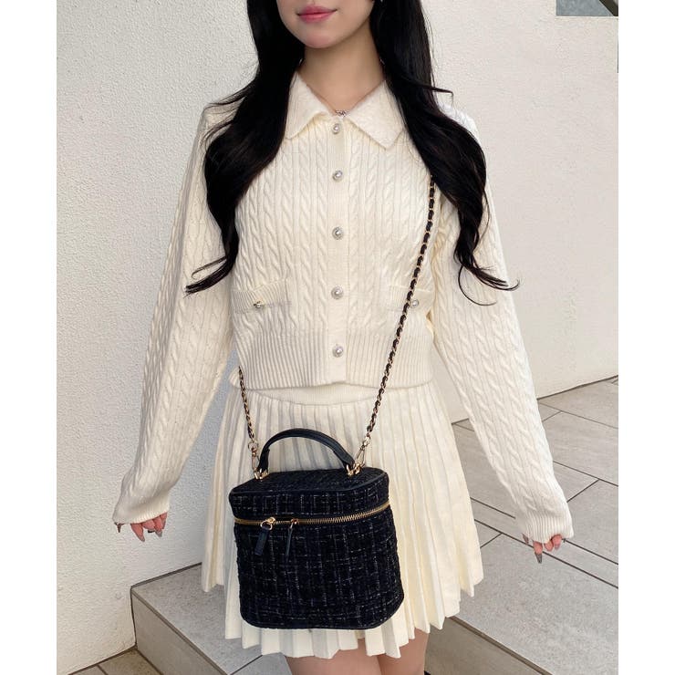 7Gフェザー衿ケーブルニットカーディガン+ニットスカート/セット | INGNI  | 詳細画像21 