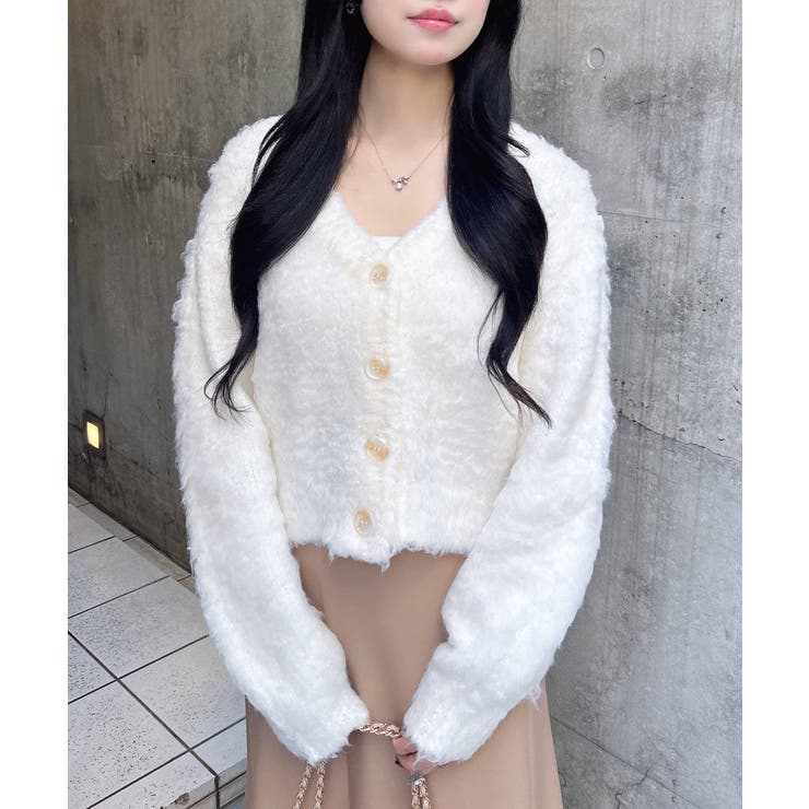 アイボリー | 5G 2wayカールシャギーニットカーディガン | INGNI 