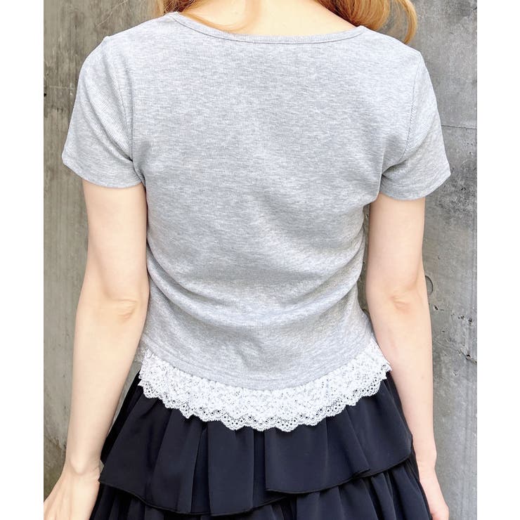 レースレイヤード風リボン付きリブTOPs | INGNI  | 詳細画像19 