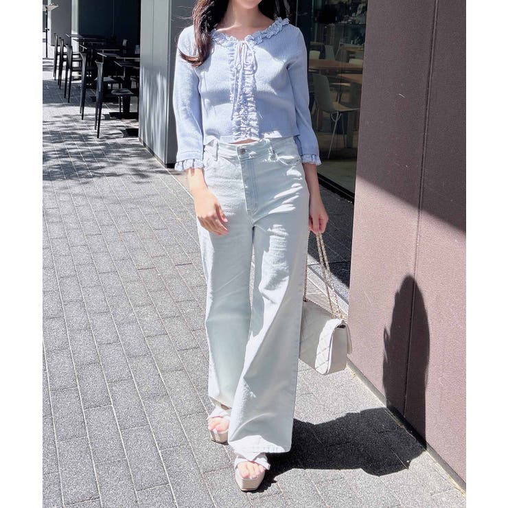 フリル5分袖ニットカーディガン[品番：INGW0010818]｜INGNI