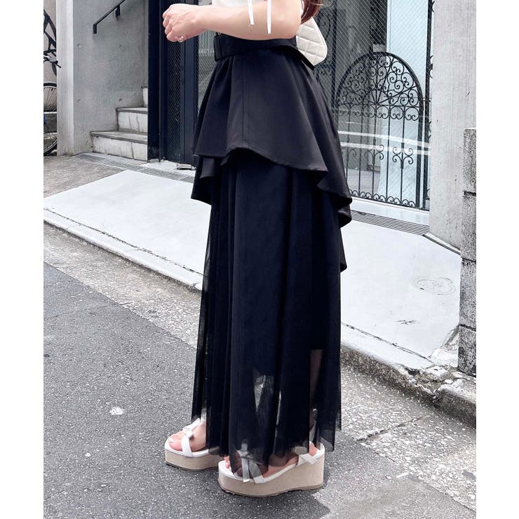 【WEB限定】共ベルト付チュール切替アシメスカート | INGNI  | 詳細画像14 