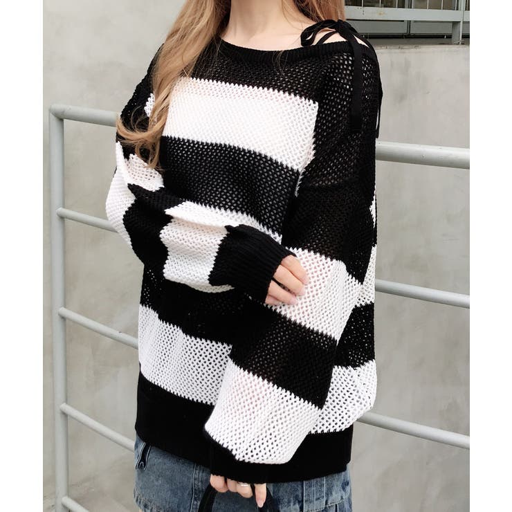 7Gメッシュボーダーチュニックニット | INGNI  | 詳細画像2 