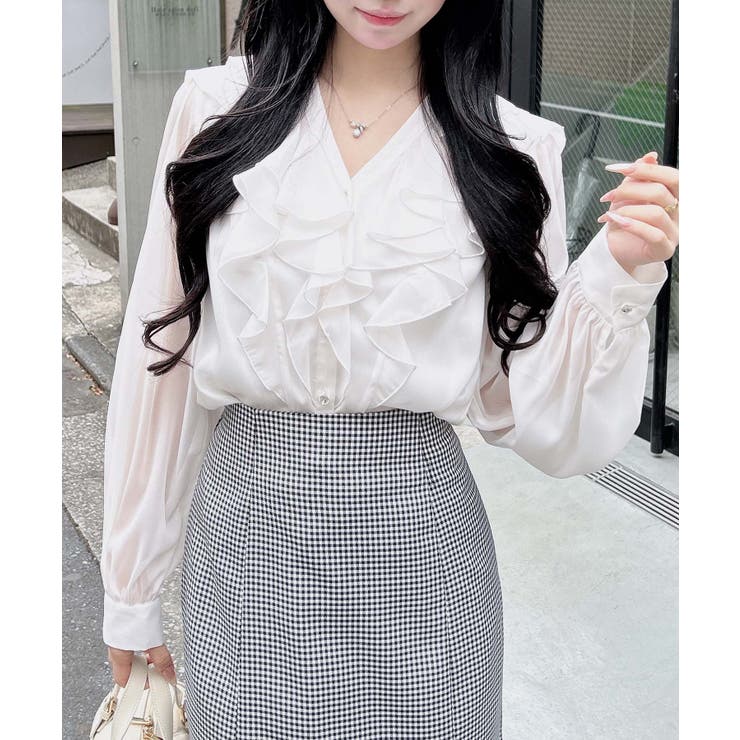 装飾釦ラメシアーフリルブラウス | INGNI  | 詳細画像4 