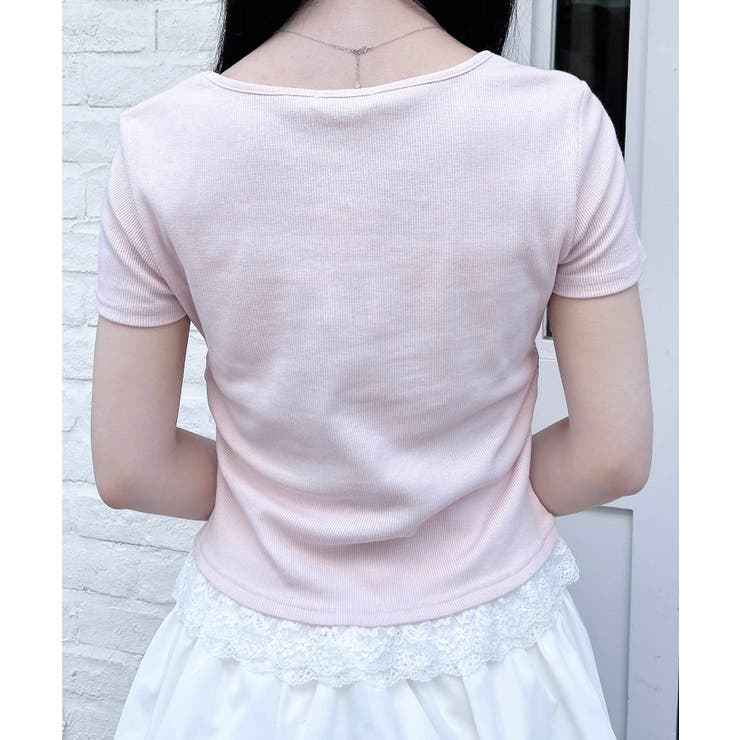 レースレイヤード風リボン付きリブTOPs | INGNI  | 詳細画像32 