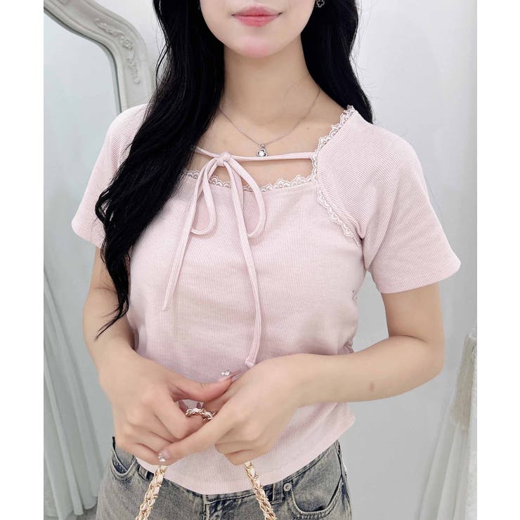 衿レースリボン付リブトップス[品番：INGW0010908]｜INGNI （イング