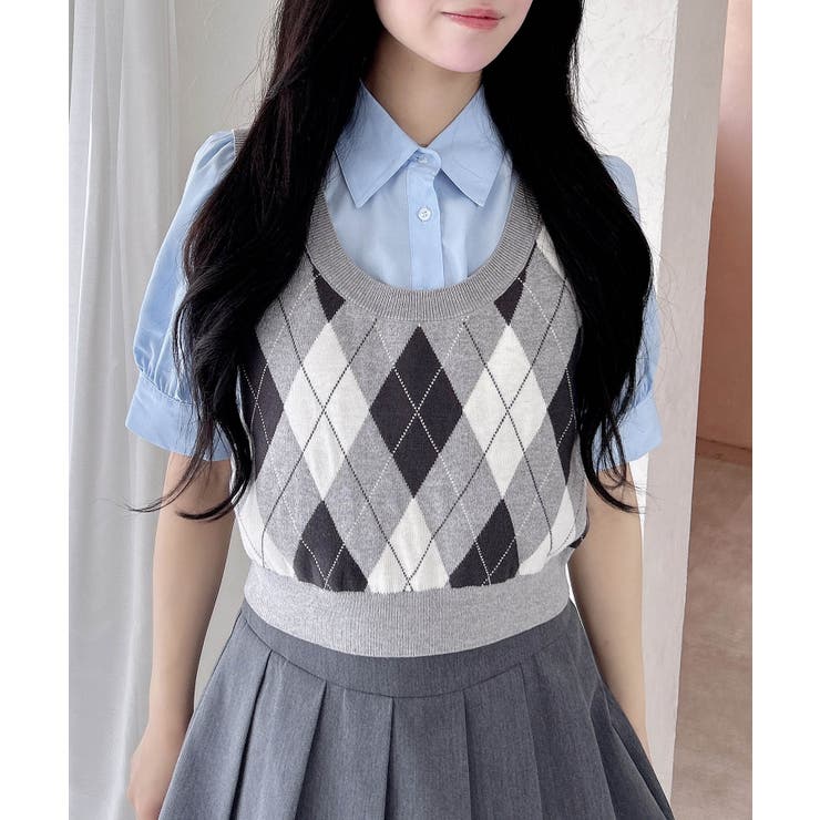 アーガイルニットベスト+シャツセット[品番：INGW0010991]｜INGNI