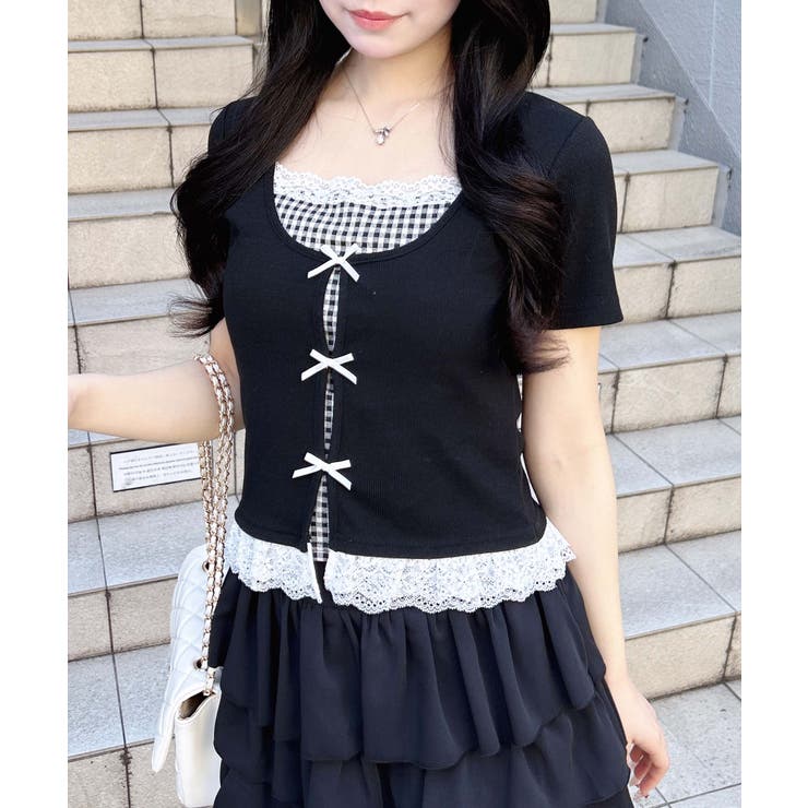 レイヤード前リボンリブTOPs | INGNI  | 詳細画像1 