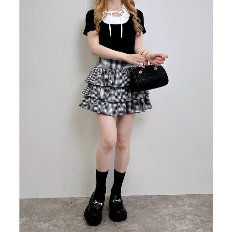 12Gアソート柄シャツドッキング半袖リブニット | INGNI  | 詳細画像12 