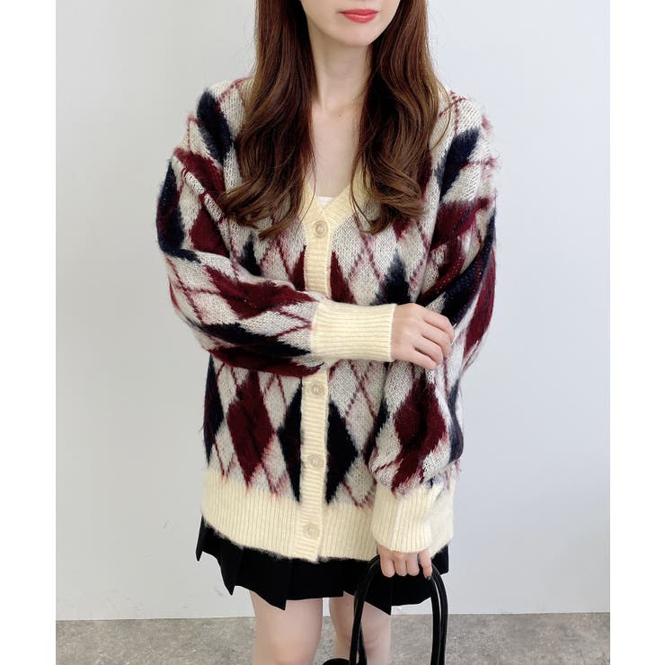 7Gアーガイル柄JQロングニットカーディガン | INGNI  | 詳細画像2 