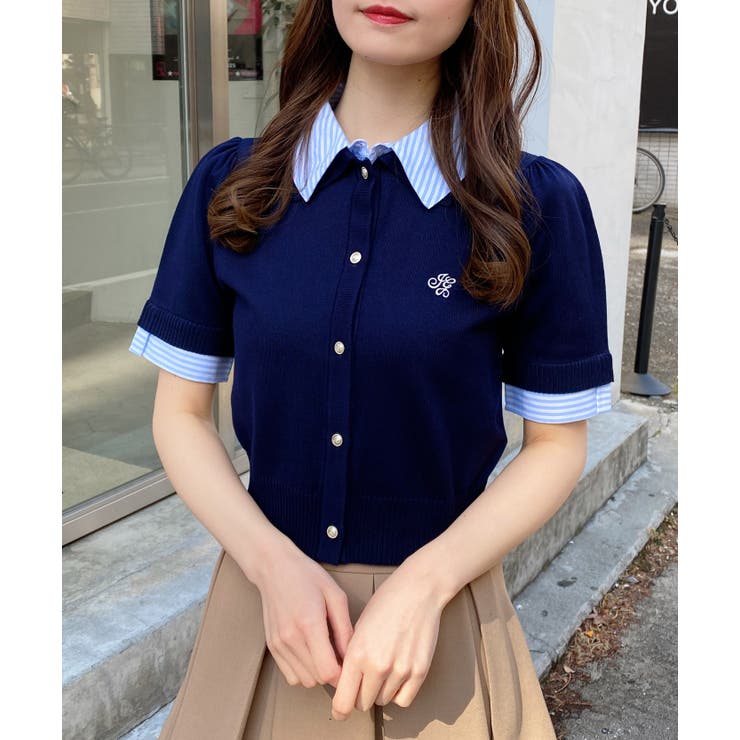 12G Wカラー配色半袖ポロニット | INGNI  | 詳細画像10 