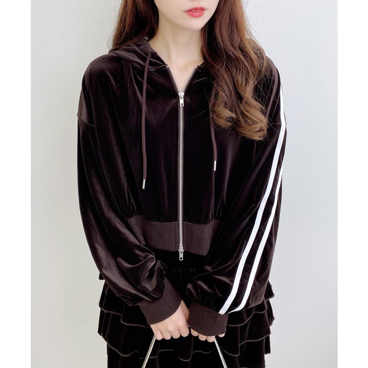 ブラウン | サイドラインジップベロアパーカー | INGNI 