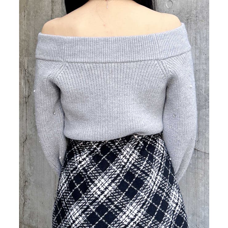 7Gもちもちラメ畦パールビジュ付オフショルニット | INGNI  | 詳細画像26 