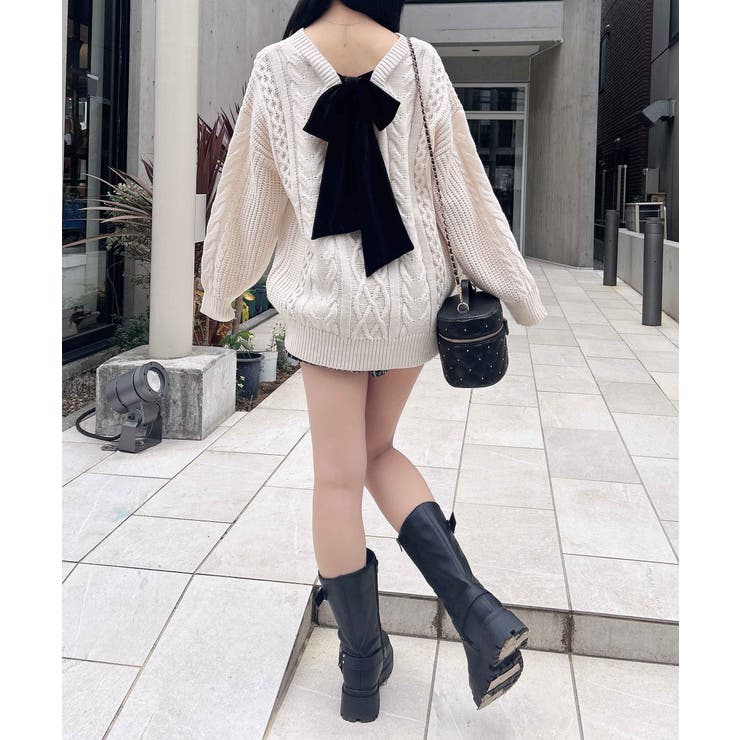 5G Backベロアリボンケーブルチュニックニット | INGNI  | 詳細画像7 