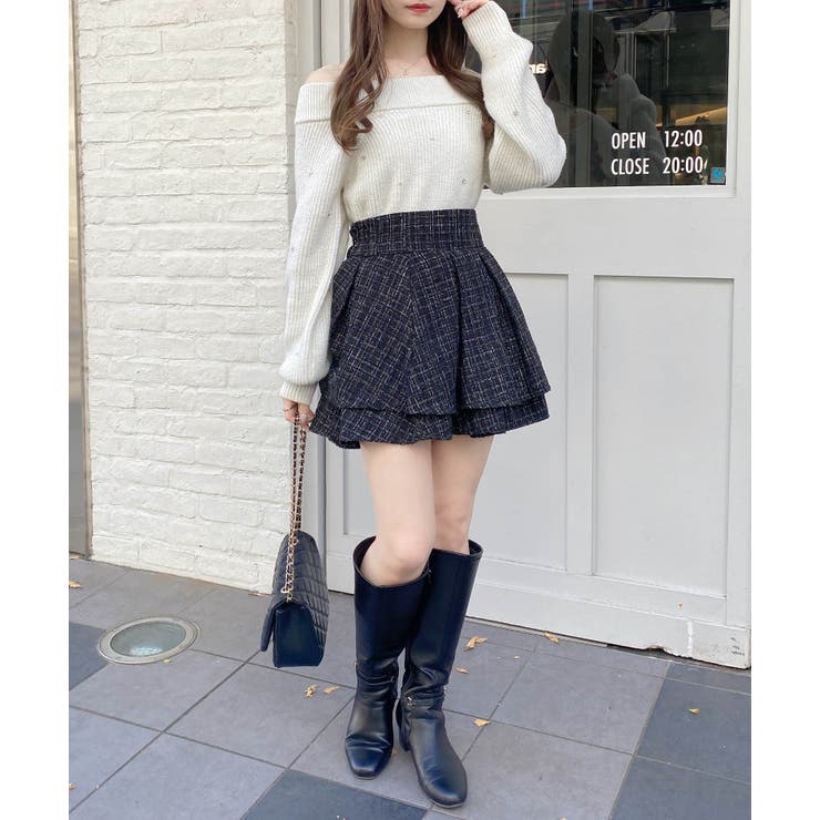 7Gもちもちラメ畦パールビジュ付オフショルニット | INGNI  | 詳細画像14 