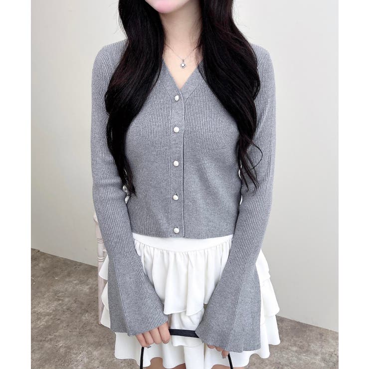 グレー | 12Gフレアスリーブリブニットカーディガン | INGNI 