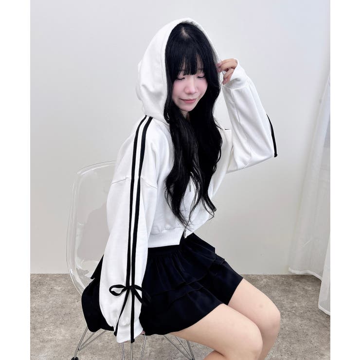 袖リボンショート裏毛ジップパーカー | INGNI  | 詳細画像3 