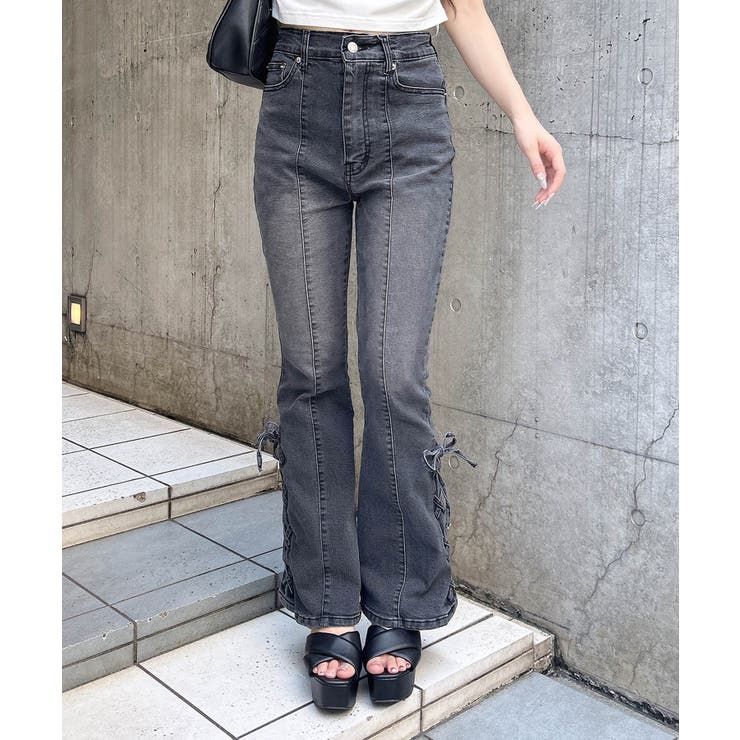 センターシームレースアップフレアデニムパンツ | INGNI  | 詳細画像10 