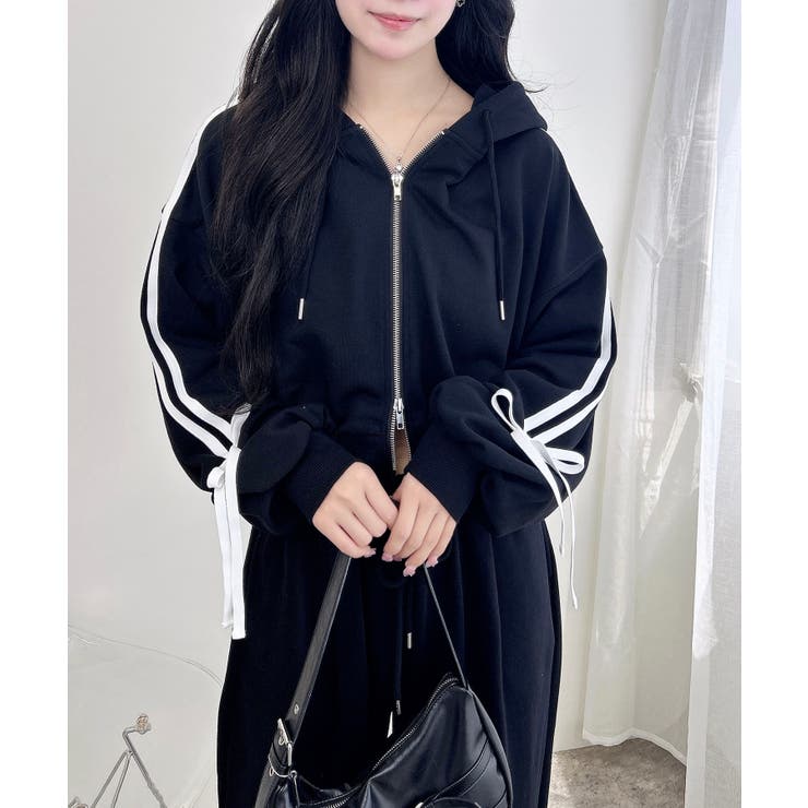 袖リボンショート裏毛ジップパーカー | INGNI  | 詳細画像15 