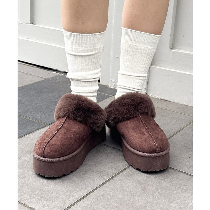 ブラウン | 厚底ムートンサンダル | INGNI 