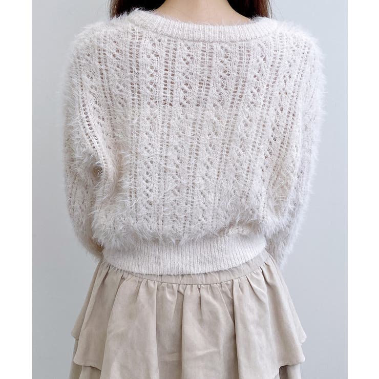 5Gフェザーヤーン透かし柄ニットカーディガン | INGNI  | 詳細画像4 