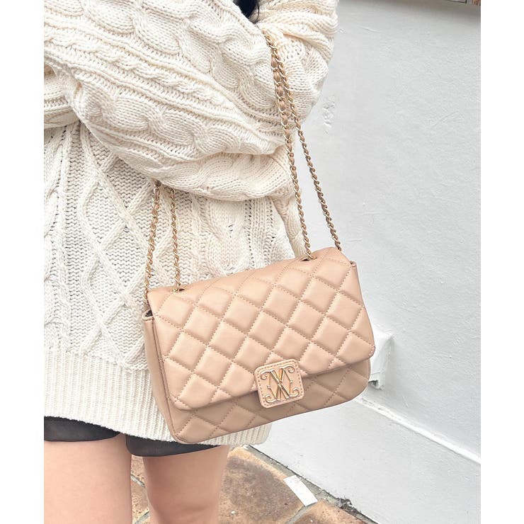 ベージュ | エンブレム付キルティングショルダーバッグ | INGNI 